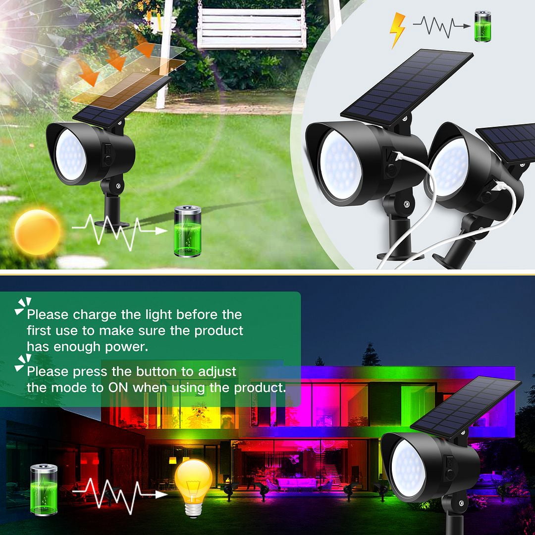 Solar Spot Lights Outdoor Motion Sensor, 3CCT Dimmable Solar Landscape Spotlights, Always On Flag Pole Light, IP65 Waterproof Landscape Lighting for Outside Yard Pathway Garden, 4 Pack
