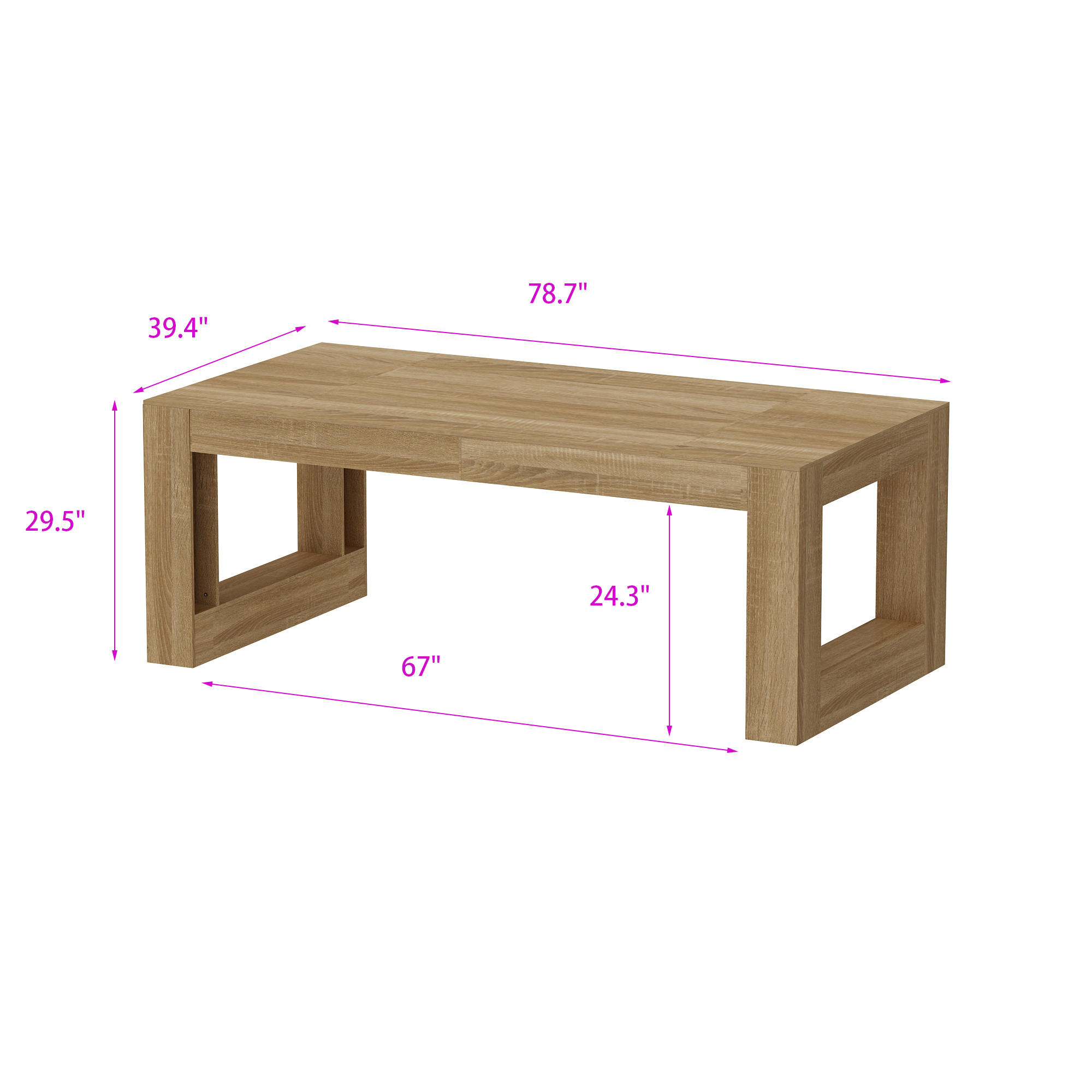 Oxylife 78.7" W Wooden Dining Table for 6-8 People, Versatile Modern Rectangular Dinner Table for Dining Room Kitchen, Brown