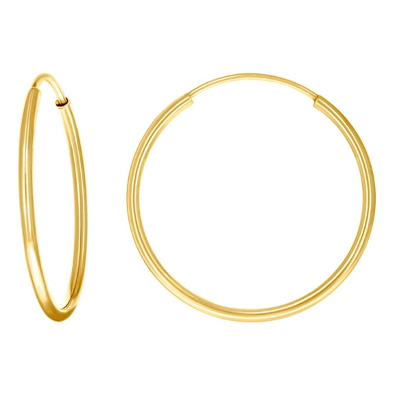 14k Yellow Gold Womens Round Tube Endless Hoop Earrings 16.1x16.3mm Wide Hoop Earring for Women