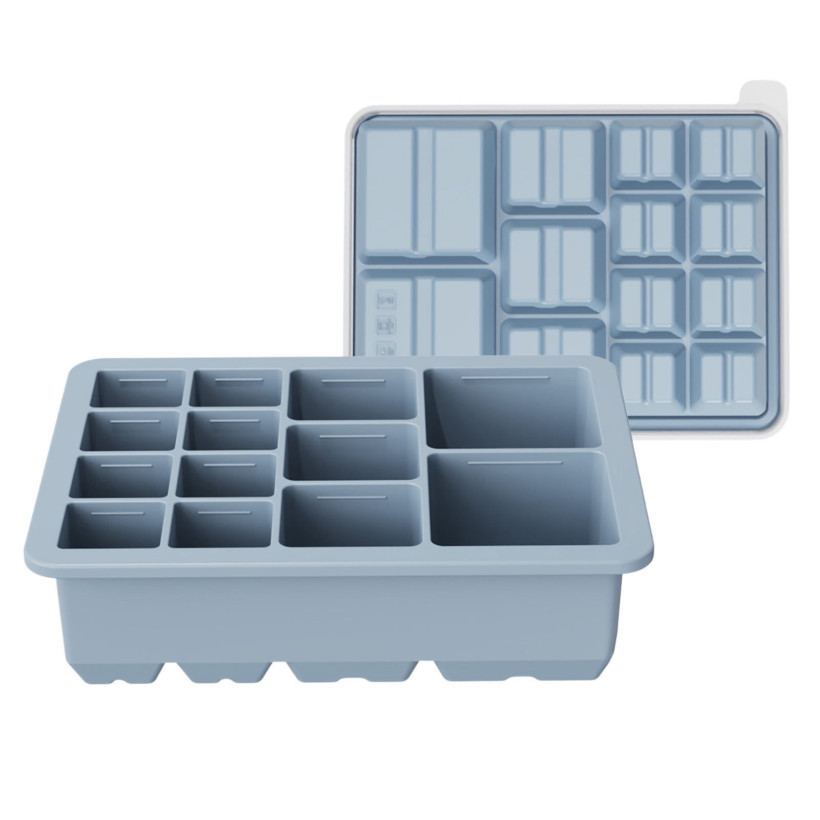 Fufafayo 5Pcs 13 Compartment Silicone Ice Maker Tray for Countertop, Multi Size Flexible Ice Maker, Easy Release Ice Molds, Coffee Cocktail Ice for Home Office Bar