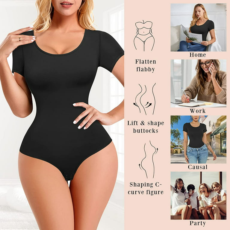 Bodysuit Shapewear For Women Tummy Control Body Shaper Seamless Thong  Bodysuit Tank Tops With Adjustable Shoulder Strap, Black, 3X-Large