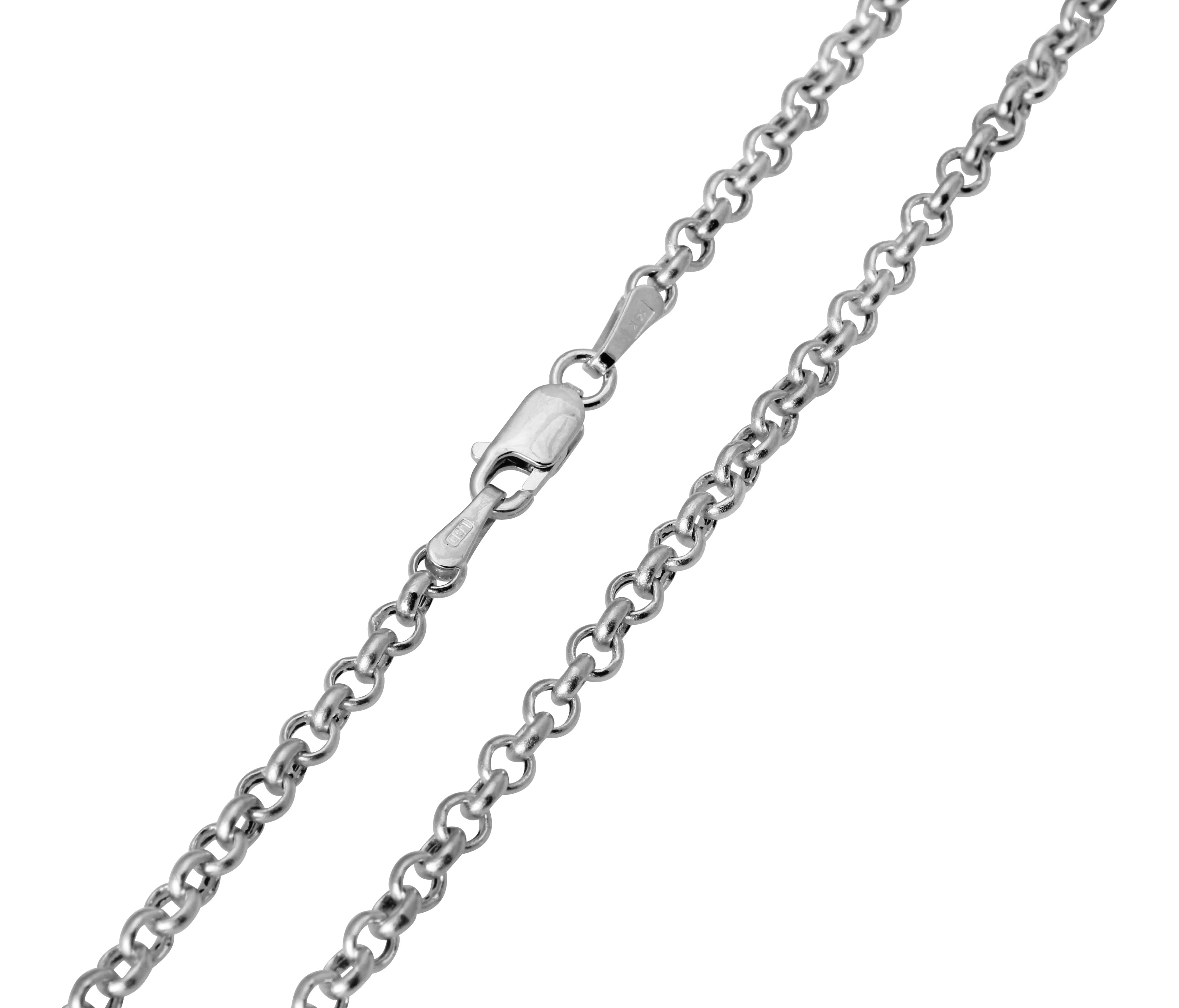 Wellingsale 14k White Gold Polished Solid 1.2mm Classic Rolo Cable Chain Necklace with Spring Ring Clasp