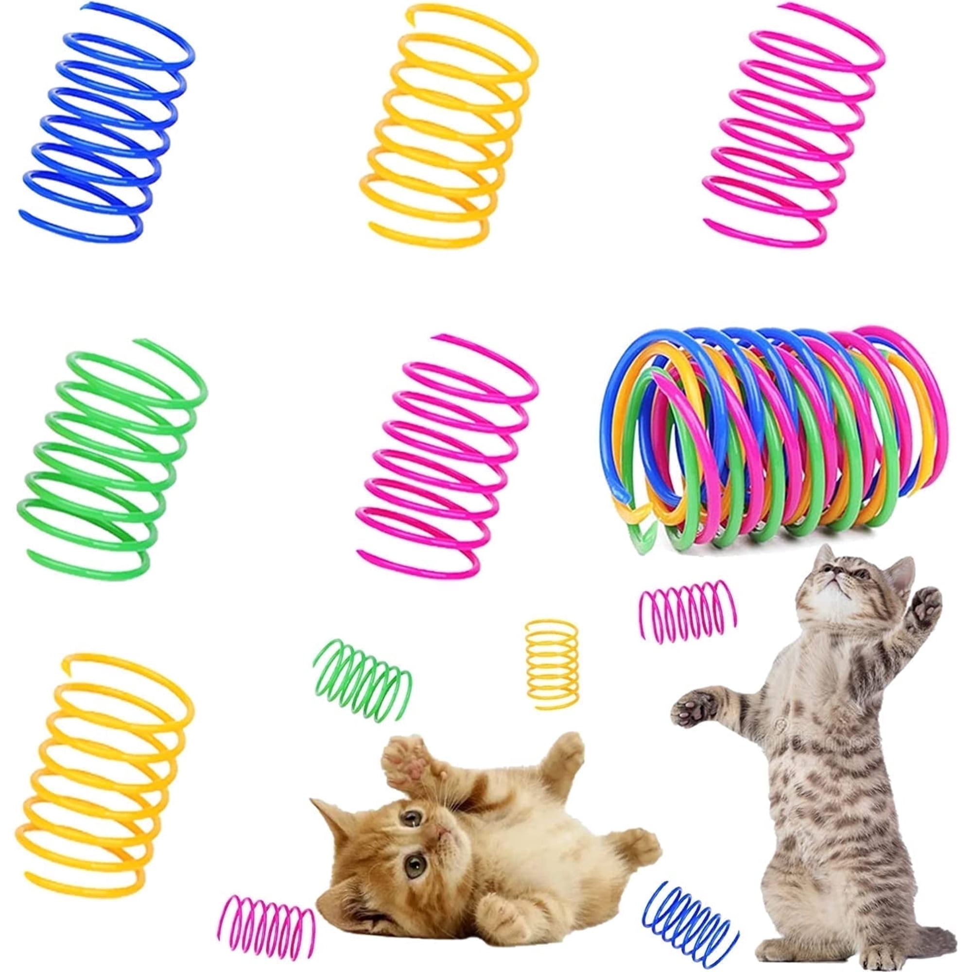 40 Pack Cat Spiral Spring, Cat Toys Spring for Indoor Cats, Durable Plastic Coils Colorful Cat Kitten Spring Toy Creative Toy for Swatting, Biting, Hunting