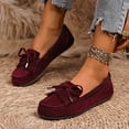 thumbnail image 2 of Domzle Women's Faux Suede Leather Casual Penny Loafers Retro Ladies Driving Comfort Slip-On Fashion Boat Shoes Classic Flats Wine, 2 of 7