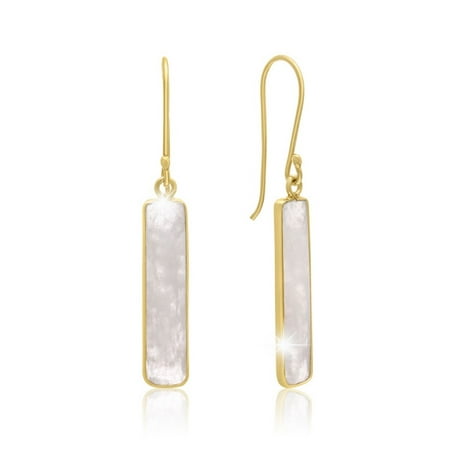10 Carat Moonstone Bar Earrings In 14 Karat Yellow Gold Over Sterling Silver 1 Inch