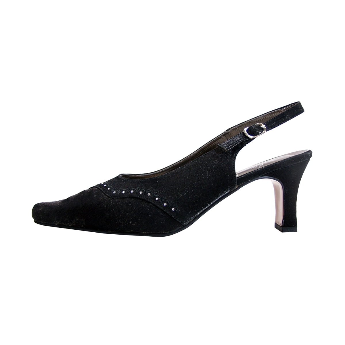 FLORAL Rene Women's Wide Width Dress Slingback Pumps BLACK 10.5