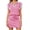 Pink, variant on Women Color Block 2 Pieces Set Cap Sleeve V Neck Polo Tiops and Tennis Skirt Outfit Sets
