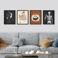 thumbnail image 2 of PixonSign Framed Wall Art Halloween Celebrations & Holidays Posters, Set of 4 Cat with Hat, Skeleton, Cat, Pumpkin Illustrations Wall Decor, Adhesive Canvas Prints for Home Decor - 11"x14" Black, 2 of 5