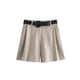 thumbnail image 2 of HH TRAF Pantalones cortos de lino con cinturón de color liso retro para mujer, informales, con bolsillos y cremallera, holgados, de moda de verano, estilo Y2K, 2 of 5