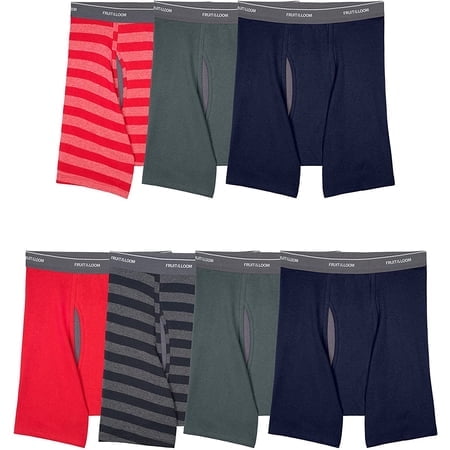 Fruit Of The Loom Mens Coolzone Fly Stripe And Solid Boxer Briefs 7 Pack, M