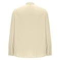 thumbnail image 6 of YOIAVAIOY Men's Cotton Linen Shirts Long Sleeve Button Down Shirt Lightweight Band Beach Shirts Beige L, 6 of 7