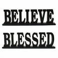 thumbnail image 6 of Linfevisi Black Wood Believe Blessed Sign Standing Block Letters Sign Rustic Freestanding Wood Word Decor Decorative Believe Blessed Table Sign Cutout Word Art Believe Blessed Shel, 6 of 7
