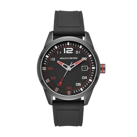 Skechers Men's Slauson Analog Watch, Black with Red Accents (SR5076W)
