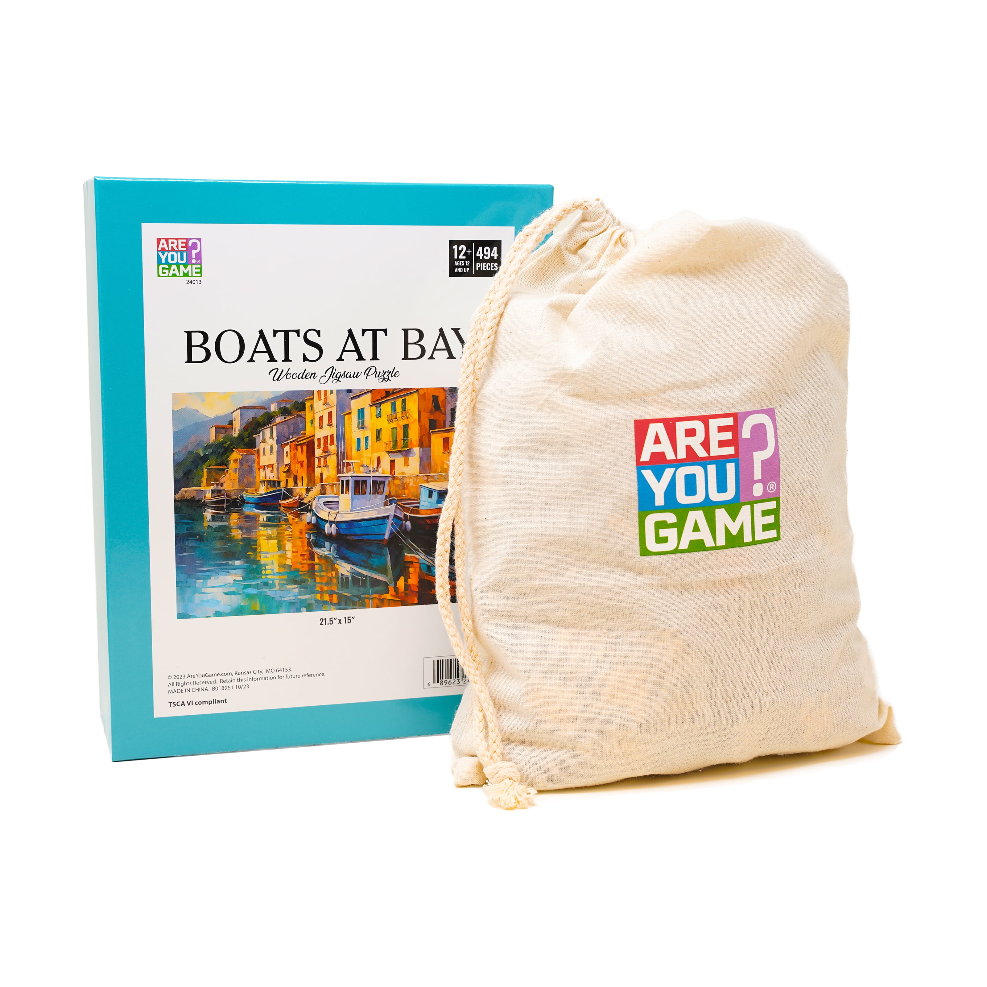 AreYouGame.com Wooden Jigsaw Puzzle - Boats at Bay: 494 Pcs