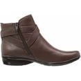 thumbnail image 2 of CASSANDRA Womens Brown Leather Zip Up Ankle Boots, 2 of 7