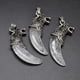 thumbnail image 1 of 1 colgante grande de cuarzo natural de aleación de zinc y plata, colgante de roca con forma de colmillo y dije de lobo de piedra natural, 1 of 1