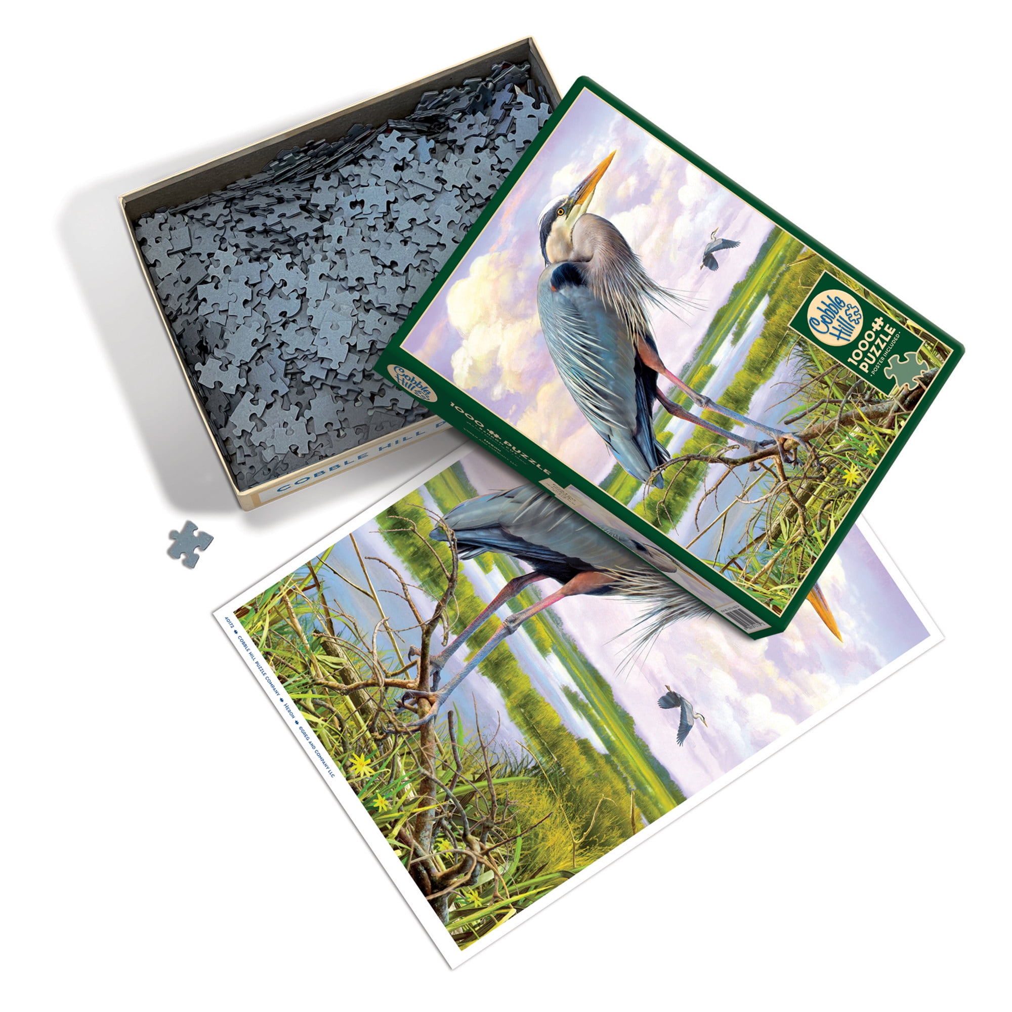 Cobble Hill 1000 Piece Puzzle: Heron - Reference Poster Included, High Quality Jigsaw, Earth Friendly Materials