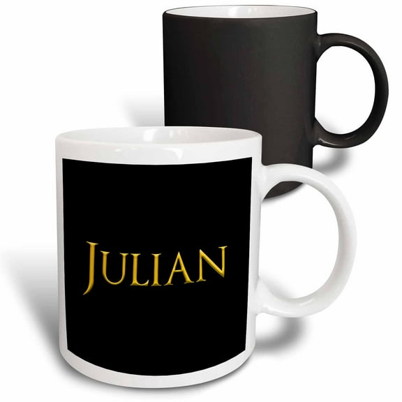 3drose, Julian Mainstream Male Name in the Usa. Yellow on Black Amulet, 11oz Magic Transforming Mug