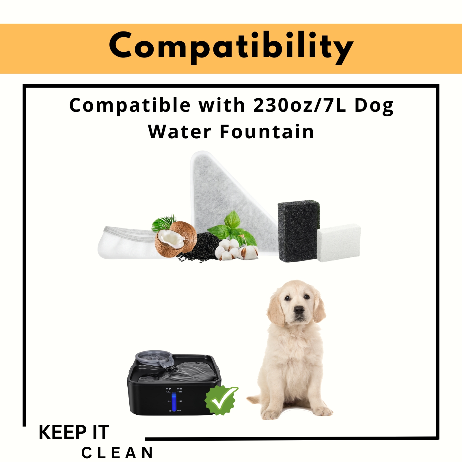 Nispira Pet Fountain Filter Replacements for Kastty 230oz/7L Dog Cat Water Fountain, 5-Layer Filtration System for Clean and Fresh Water, 24 Pack