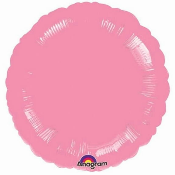Anagram Standard Solid Metallic Shiny Mylar Pink 18" Round Foil Balloon