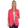 thumbnail image 1 of Simply Ravishing Women's Basic Assymetrical 3/4 Sleeve Open Drape Cardigan, 3X, Coral, 1 of 5