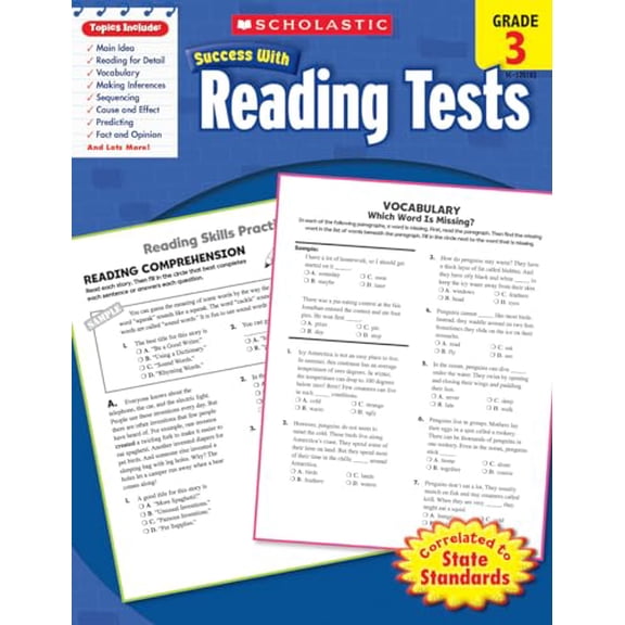 Pre-Owned Scholastic Success with Reading Tests: Grade 3 Workbook (Paperback) 0545201039 9780545201032