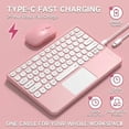thumbnail image 3 of Detachable Bluetooth Keyboard Case with Multi-Touch Trackpad & 2.4G Wireless Mouse for 2025 Lenovo Idea Tab Plus 12.1" / Tab K12, Round Keys，Pink, 3 of 8