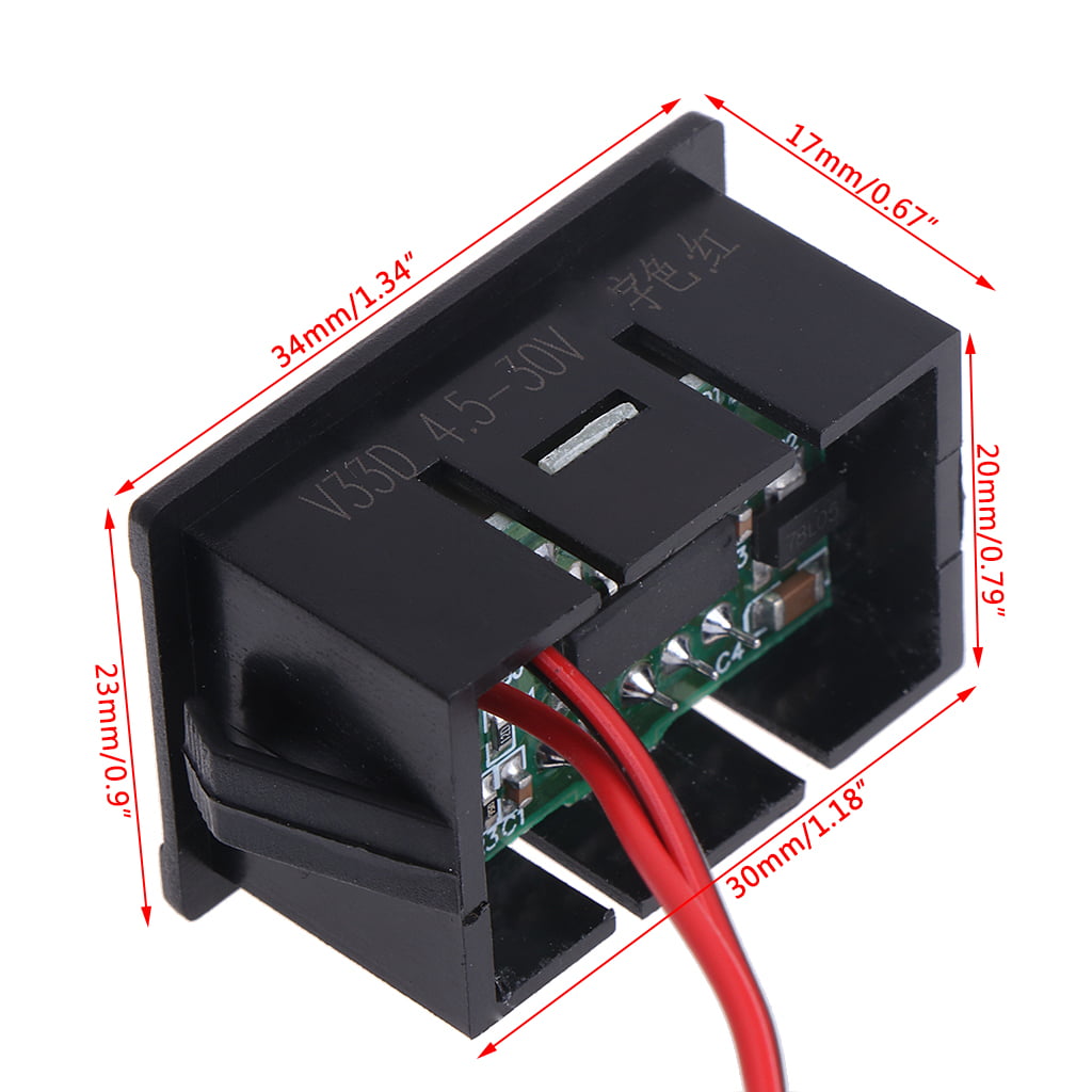 Mini Size 2 Wires DC 4.5V-30V LED Digital Diaplay Voltage Voltmeter Panel Meter