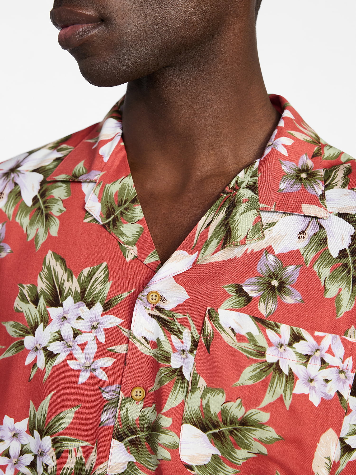George Men's Relaxed Fit Printed Camp Shirt with Short Sleeves, Sizes S-3XLT