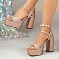 thumbnail image 4 of SACFOF Platform Sandals Women High Heels Fish Mouth Open Toe Platform Heels Chunky Heel Ankle Strap Wedding Party Dress Shoes, 4 of 6