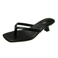 thumbnail image 6 of Dakaela Women's Kitten Heels Sandals Square Open Toe Flip Flop Wide Widths Thong Slide Slippers Black 8, 6 of 7