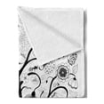 thumbnail image 2 of Black and White Soft Flannel Fleece Throw Blanket, Tree with Swirling Branches Flowers Birds and a Bird Cage, Cozy Plush for Indoor and Outdoor Use, 70" x 90", Black and White, by Ambesonne, 2 of 5