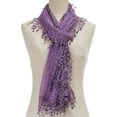 thumbnail image 3 of OC Fashion & Co Lightweight Feminine Teardrop Fringe Vintage Lace Scarf Mesh Crochet Tassel Scarfs for Women, 3 of 4