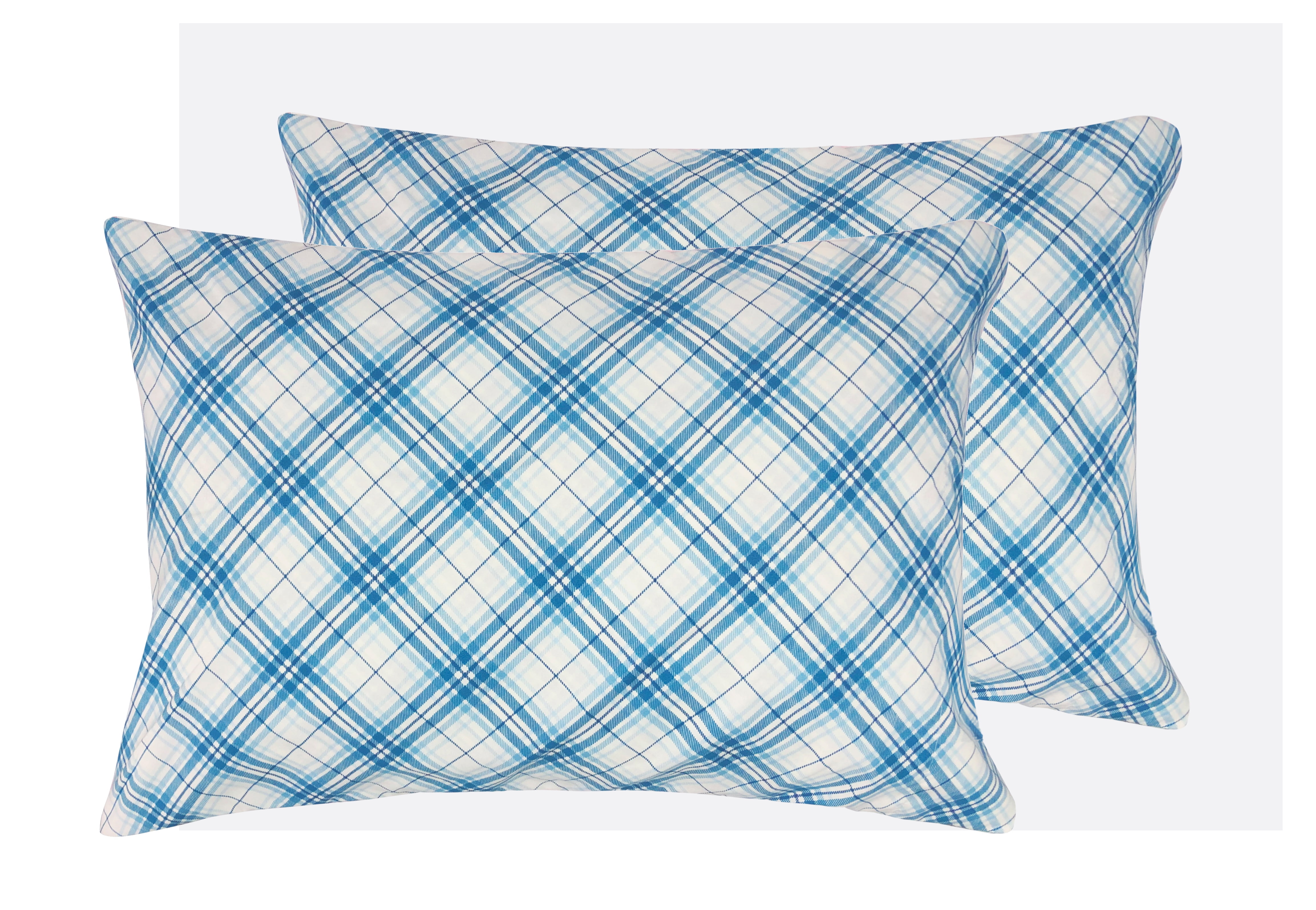 Plaid Pillowcase Pair Standard Blue