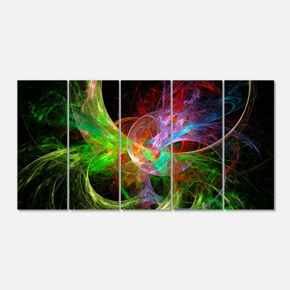 Designart 'Multi Color Fractal Abstract Design ' Abstract Canvas Art Print