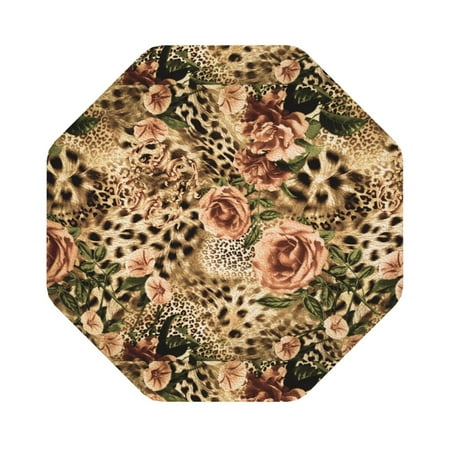 

Pofeuu Animal Leopard Print Leather Coasters Set of 6 Round Cups Mugs Mat Pad for Home Kitchen Heat Resistant Drink Coasters Octagon