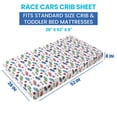 thumbnail image 2 of Today's Kids 1-Pack Race Cars Fitted Baby Crib Sheet Boy - Nursery Toddler Bed Sheets for Boys, Soft Breathable Microfiber, Elastic Edge with Deep Pockets, Machine Washable - Fits 28 x 52" Mattress, 2 of 7