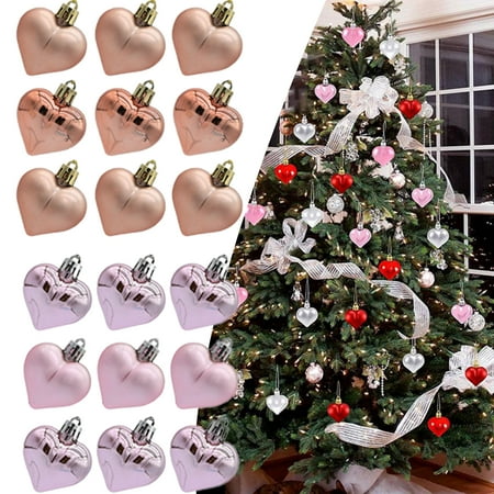 

Bcloud 1 Box Plating Procedures Christmas Balls Pendants Heart Shape Plastic Festive Ambience Festival Balls Pendants for Party