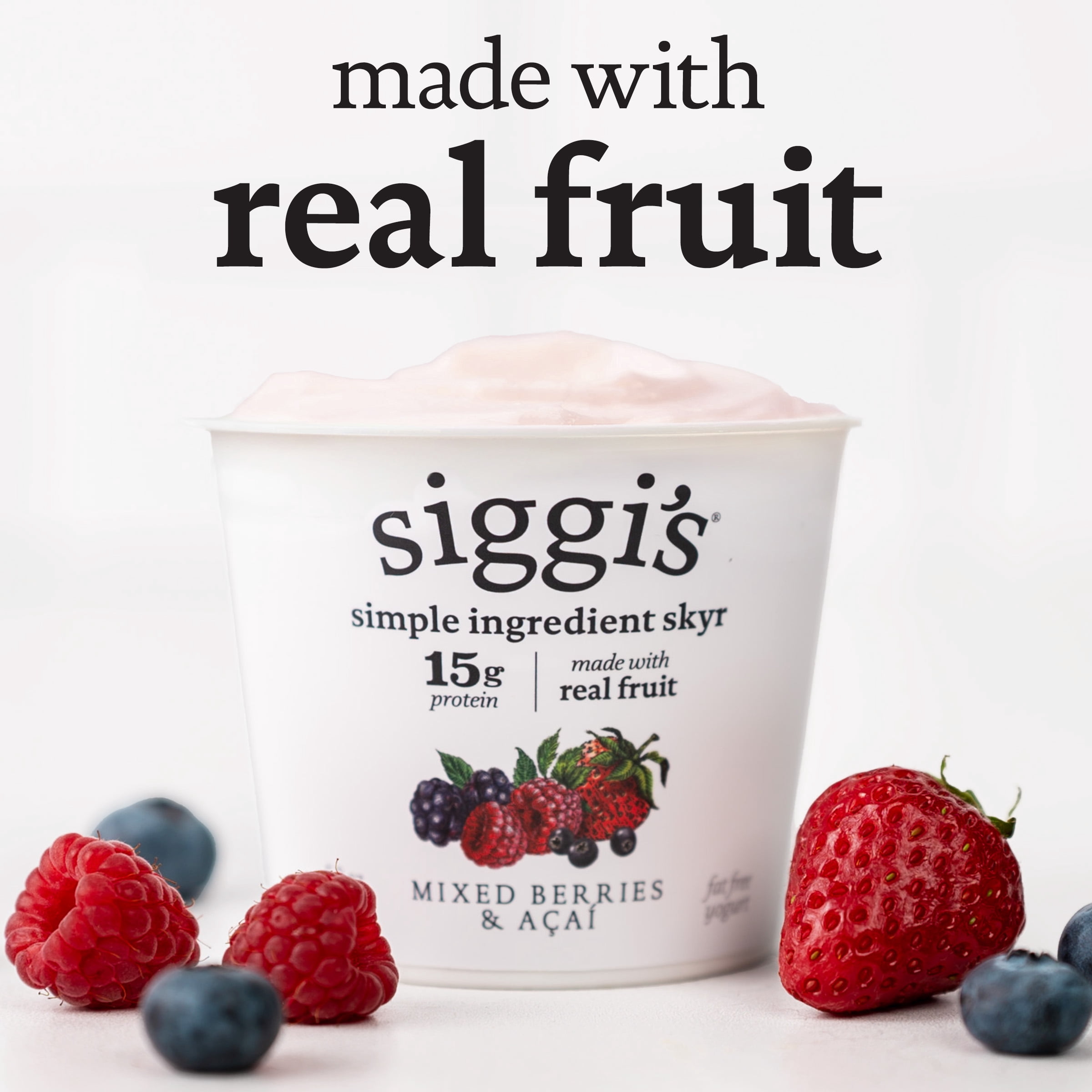 Siggi's Icelandic Skyr Nonfat Yogurt, Mixed Berries & Acai, 5.3 oz