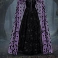 thumbnail image 6 of Jiibva Halloween Bat Print Mesh Cape Gothic Hooded Witch Cloak Purple 190cm, 6 of 7