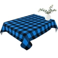 thumbnail image 2 of Black Blue Plaid Table Cloth Waterproof Tablecloths, Country Buffalo Checked Gingham Tablecloth Dining Table Cover for Kitchen Party Tabletop Outdoor, Rectangle Tablecloth 60x84 Inch, 2 of 9