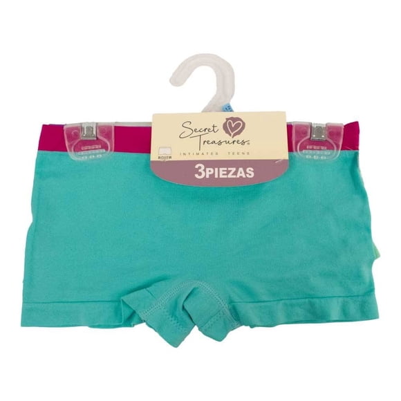 Set Bóxer Secret Treasure Para Niña con Elástico en la cintura Multicolor 3 Piezas Talla 16 a 18
