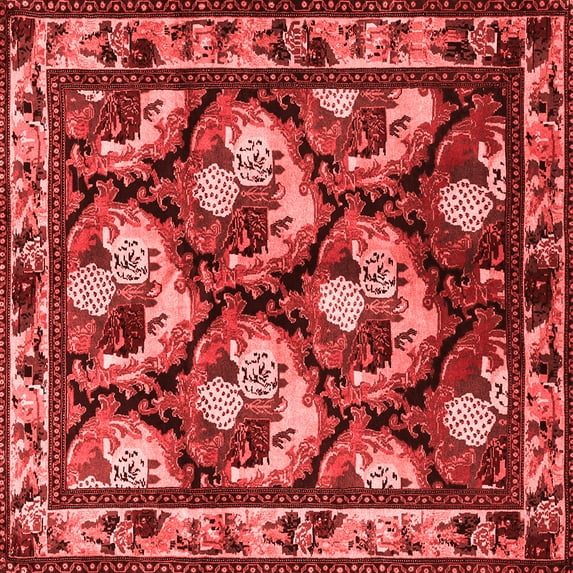 Ahgly Company Indoor Square Animal Red Traditional Area Rugs, 4' Square