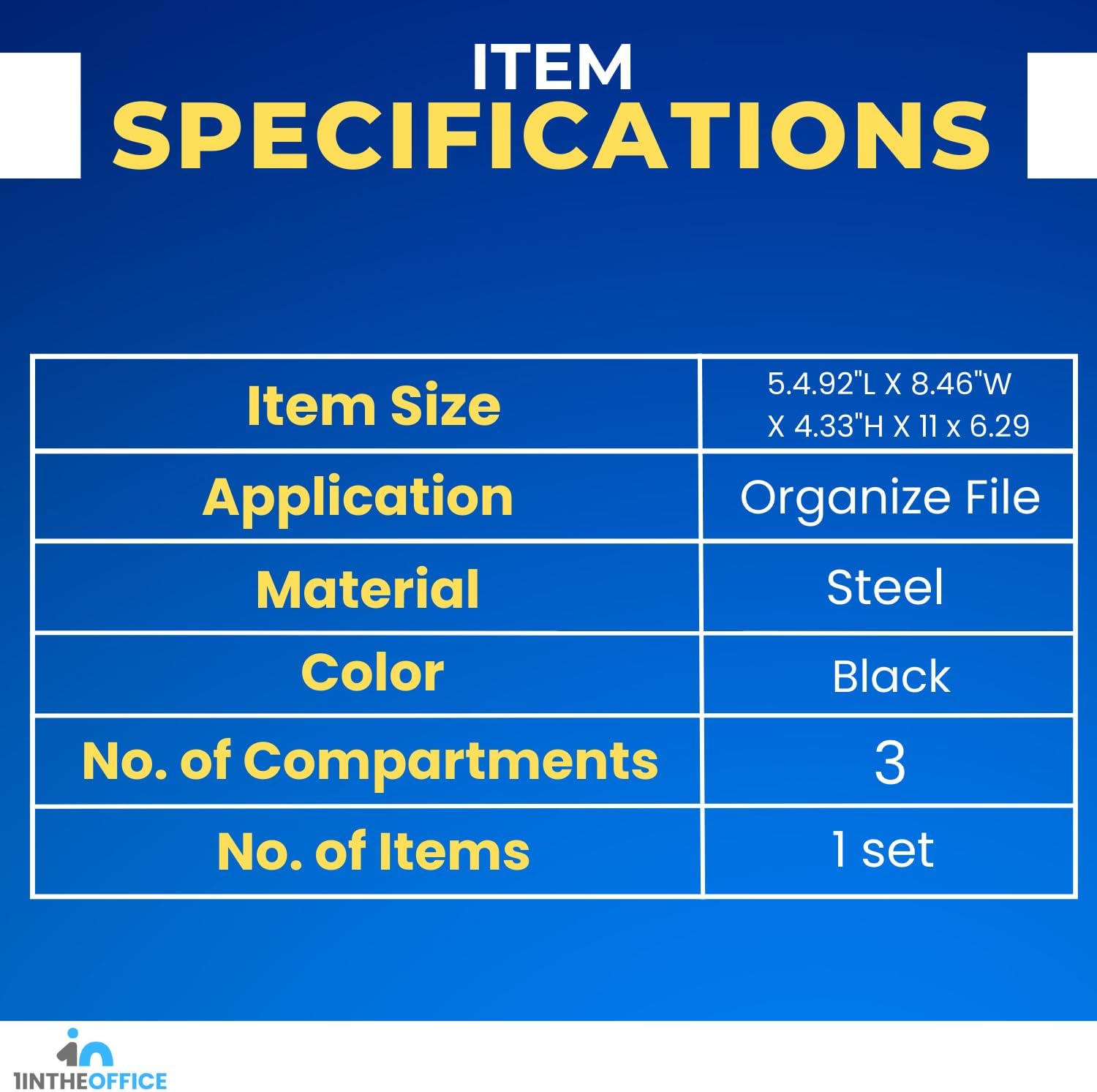 1InTheOffice Desk Baskets and Organizers Tray, Black Mesh Tray, Black Wire Mesh, 3-Compartment Stackable