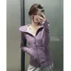 thumbnail image 2 of Sudadera con capucha y cremallera para mujer, color morado, estilo coreano informal, 2 of 5