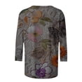 thumbnail image 4 of Ayolanni 3/4 Sleeve Womens Blouses Vintage Holiday Crew Neck Floral Blouse Tunic Plus Size Shirts Tops for Women Black L, 4 of 5