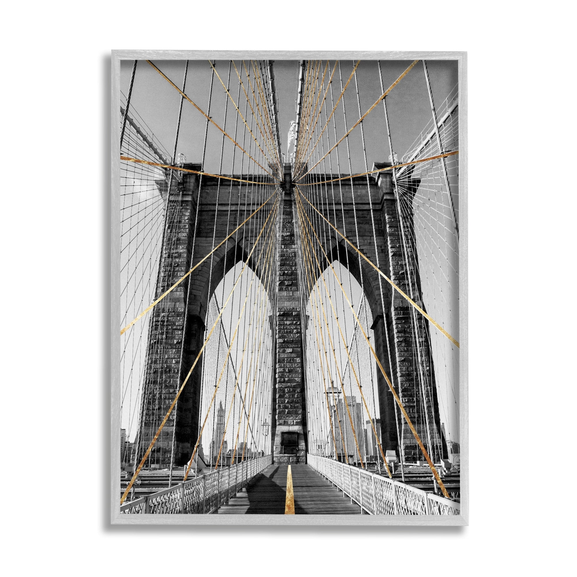 Stupell Industries Brooklyn Bridge Geometric Cable Architecture Design Urban Photography, 11 x 14, Design by Ziwei Li