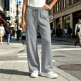thumbnail image 2 of Women's Soft Fabric Slim Fit Sports Pants, Mid Elastic Waist, Drawstring Fitted, Pocket, Casual Lounge, Athletic Gym Fitness, Workout Leggings | UKHCCC,Gray L, 2 of 7