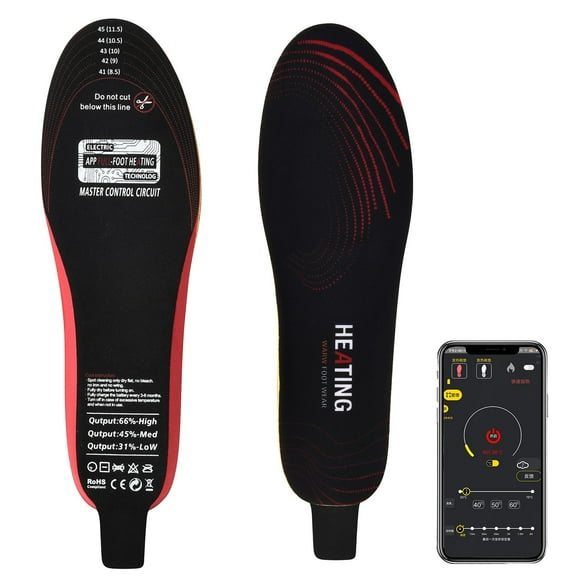Hearth & Gear Rechargeable Wireless Heating Insoles For Plantar Fasciitis Ergonomic Design Adjustable Size APP Heated Footwear For Cold Feet Comfort Vital Swing Stationary Bike Desk Attachment