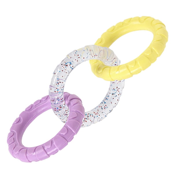 Juguete masticable para perros, juguete de limpieza para entrenamiento de mascotas, divertido anillo portátil para cachorros, juguete para cachorros, amarillo violeta